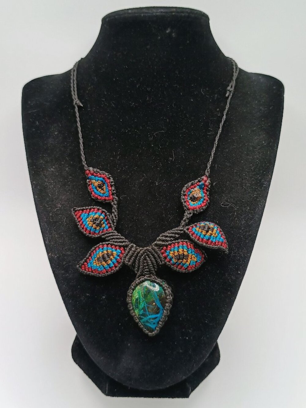 Handmade Macrame Necklace with Turquoise Stone